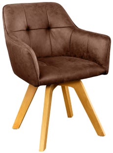 Eleganckie krzesło do jadalni z antycznym brązem i drewnianymi nogami – grafika-1.