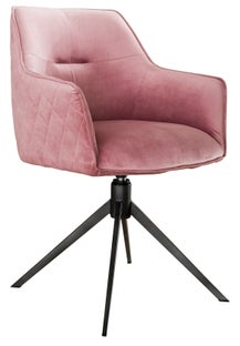Krzesło tapicerowane różowe obrotowe nogi czarne 61x83 cm – obraz-1