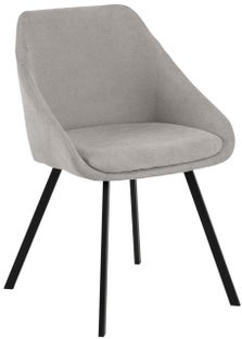 Krzesło tapicerowane z podłokietnikami 57x77 cm jasnoszare - nogi metalowe czarne – obraz-1