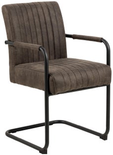 Krzesło tapicerowane z podłokietnikami antracytowe - nogi metalowe czarne 51x85 cm – obraz-1