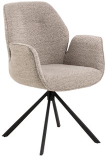 Eleganckie krzesło jadalniane z beżowego materiału o metalowych nogach – grafika-1.