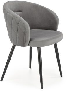 Krzesło tapicerowane z wygodnym oparciem i czarnymi nogami szare 54x77 cm – obraz-1