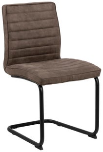 Krzesło tapicerowane jasnobrązowa - nogi metalowe czarne mat 47x88 cm – obraz-1