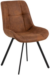 Krzesło tapicerowane brązowe nogi czarne metalowe 54x59 cm – obraz-1