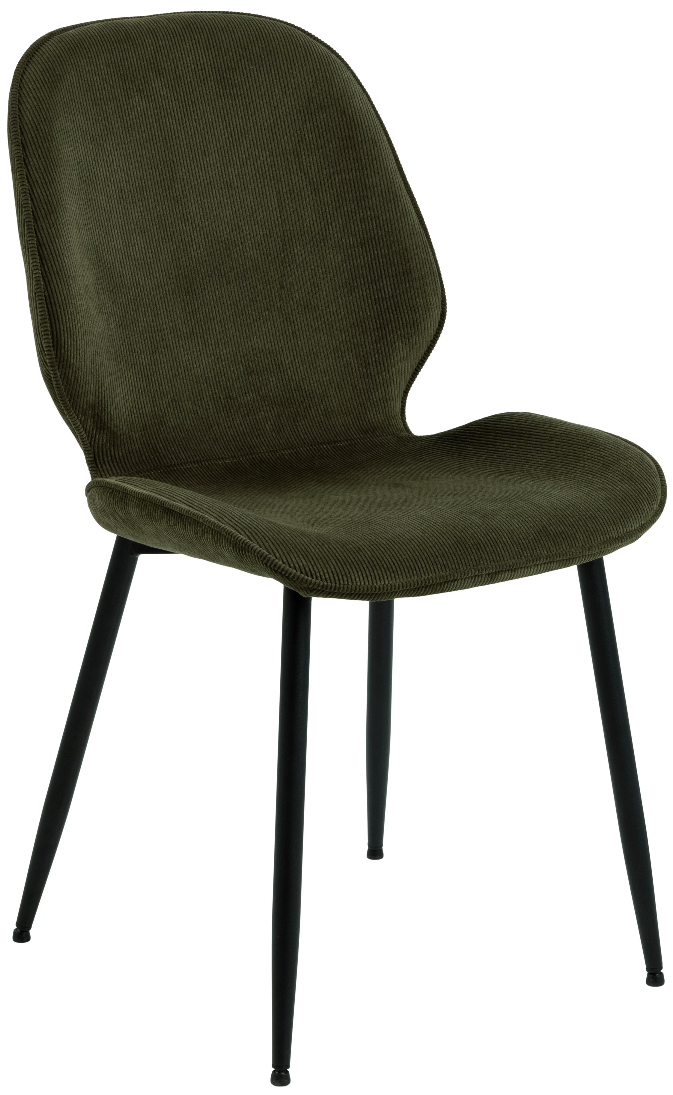 Krzesło sztruksowe oliwkowa zieleń 48 x 85 cm nogi czarne – obraz-1