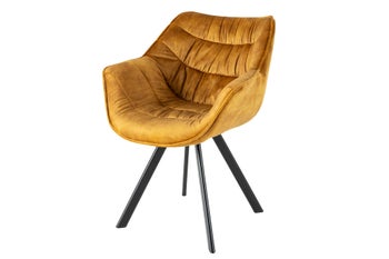Krzesło THE DUTCH COMFORT z podłokietnikami welur musztardowy żółty – grafika-1.