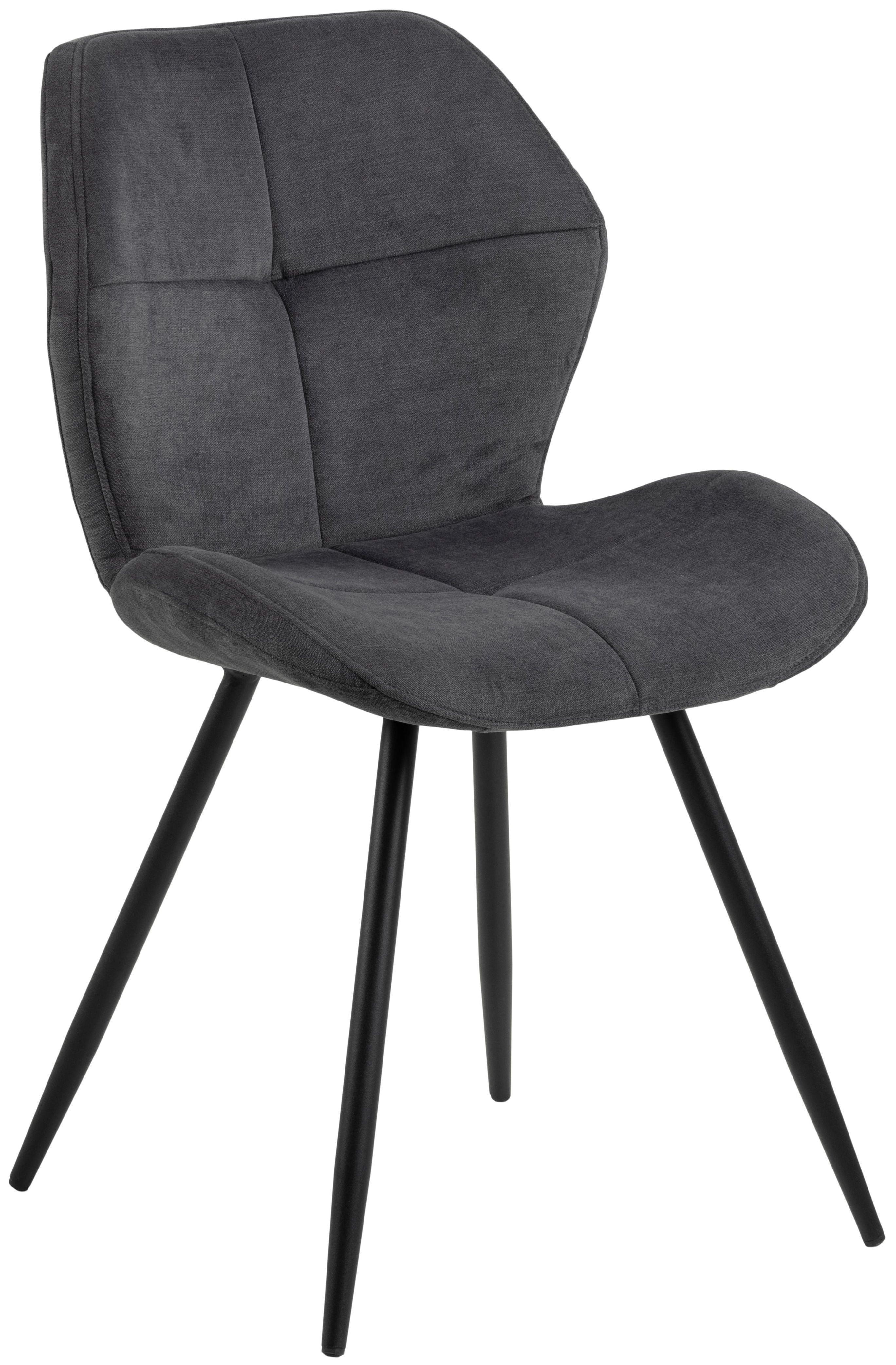 Krzesło tapicerowane pikowane szare nogi czarne metalowe 48x55 cm – obraz-1