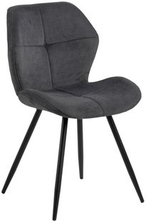 Krzesło tapicerowane pikowane szare nogi czarne metalowe 48x55 cm – obraz-1