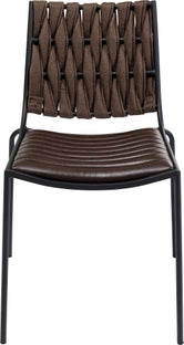 Krzesło z siedziskiem z ekoskóry i tapicerowanym oparciem brązowe – obraz-1