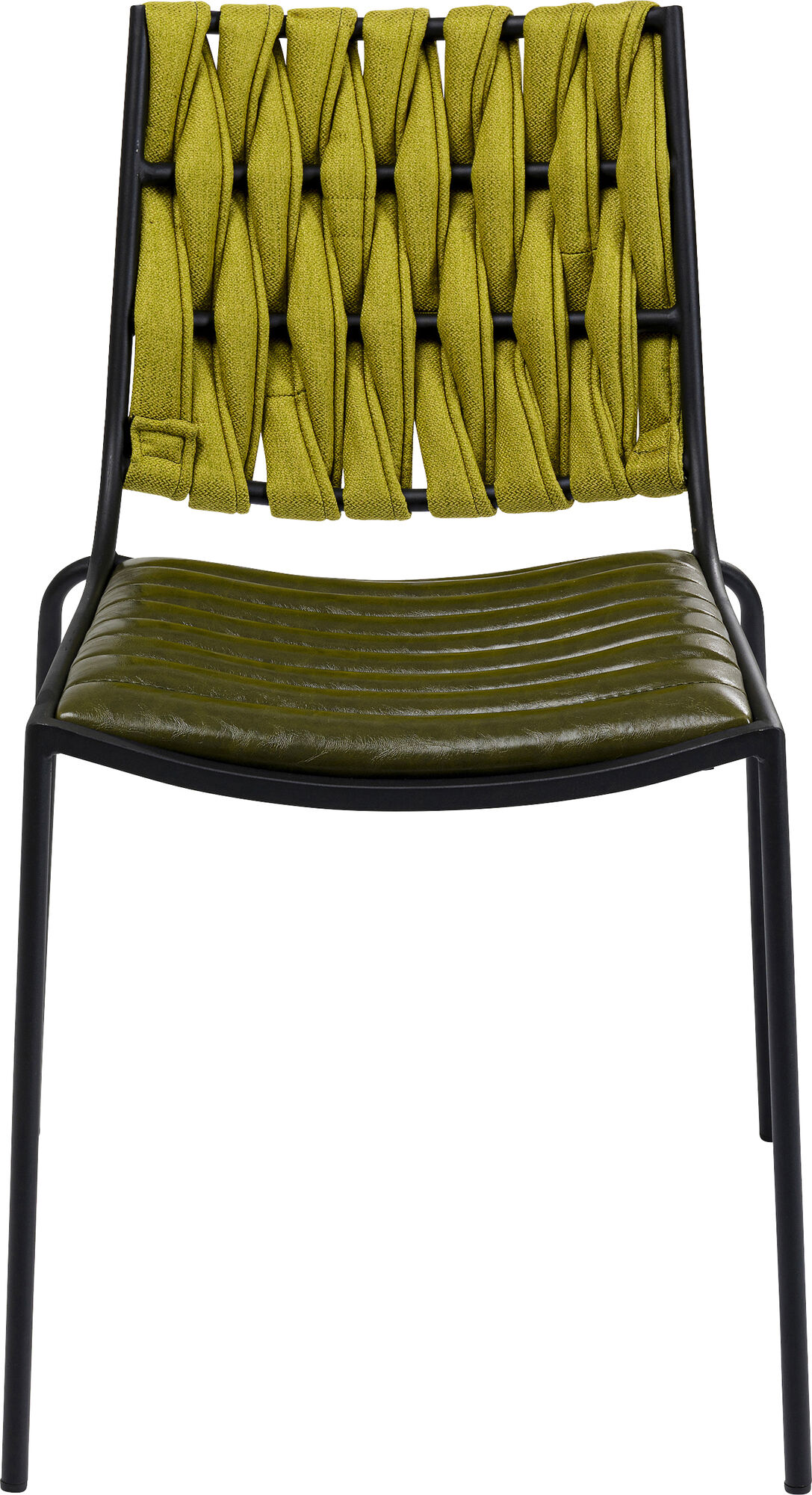 Krzesło z siedziskiem z ekoskóry i tapicerowanym oparciem zielone – obraz-1