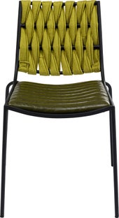 Krzesło z siedziskiem z ekoskóry i tapicerowanym oparciem zielone – obraz-1