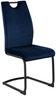 Krzesło welurowe granatowe na czarnych płozach – obraz-1