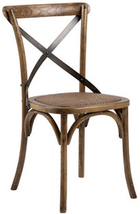 Krzesło vintage drewniane z rattanowym siedziskiem – obraz-1