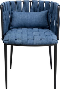 Krzesło w kolorze niebieskim rama czarna stalowa 55x75 cm – obraz-1