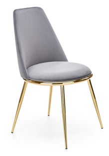 Krzesło w stylu glamour z aksamitną tapicerką i złotymi nogami szare 57x82 cm – obraz-1