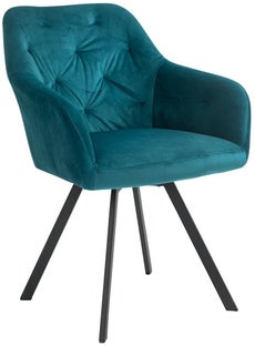 Krzesło welurowe 61x85 cm turkusowe - nogi czarne – grafika-1.