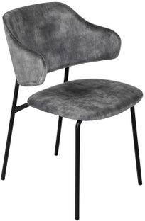 Eleganckie krzesło welurowe szare z metalowymi nogami do jadalni – grafika-1.