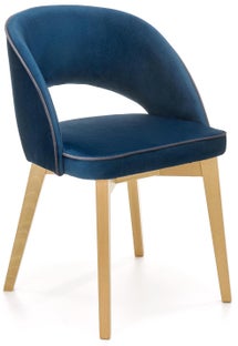 Krzesło welurowe granatowe 51x78 cm nogi drewniane dąb miodowy – obraz-1