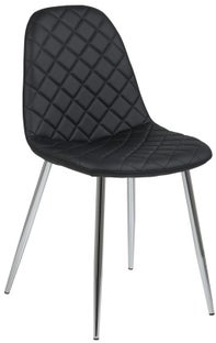 Krzesło do jadalni pikowane czarne nogi srebrne – obraz-1