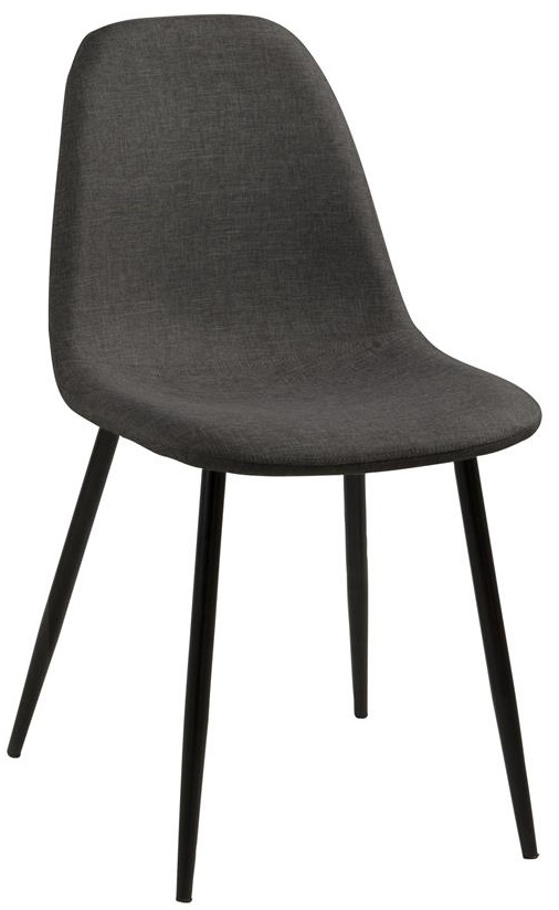 Krzesło do jadalni tapicerowane szare nogi czarne 84x45 cm – obraz-1