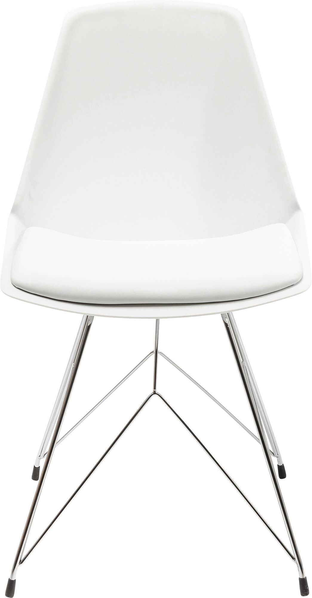 Krzesło z tworzywa sztucznego z siedziskiem z ekoskóry białe nogi srebrne – obraz-1