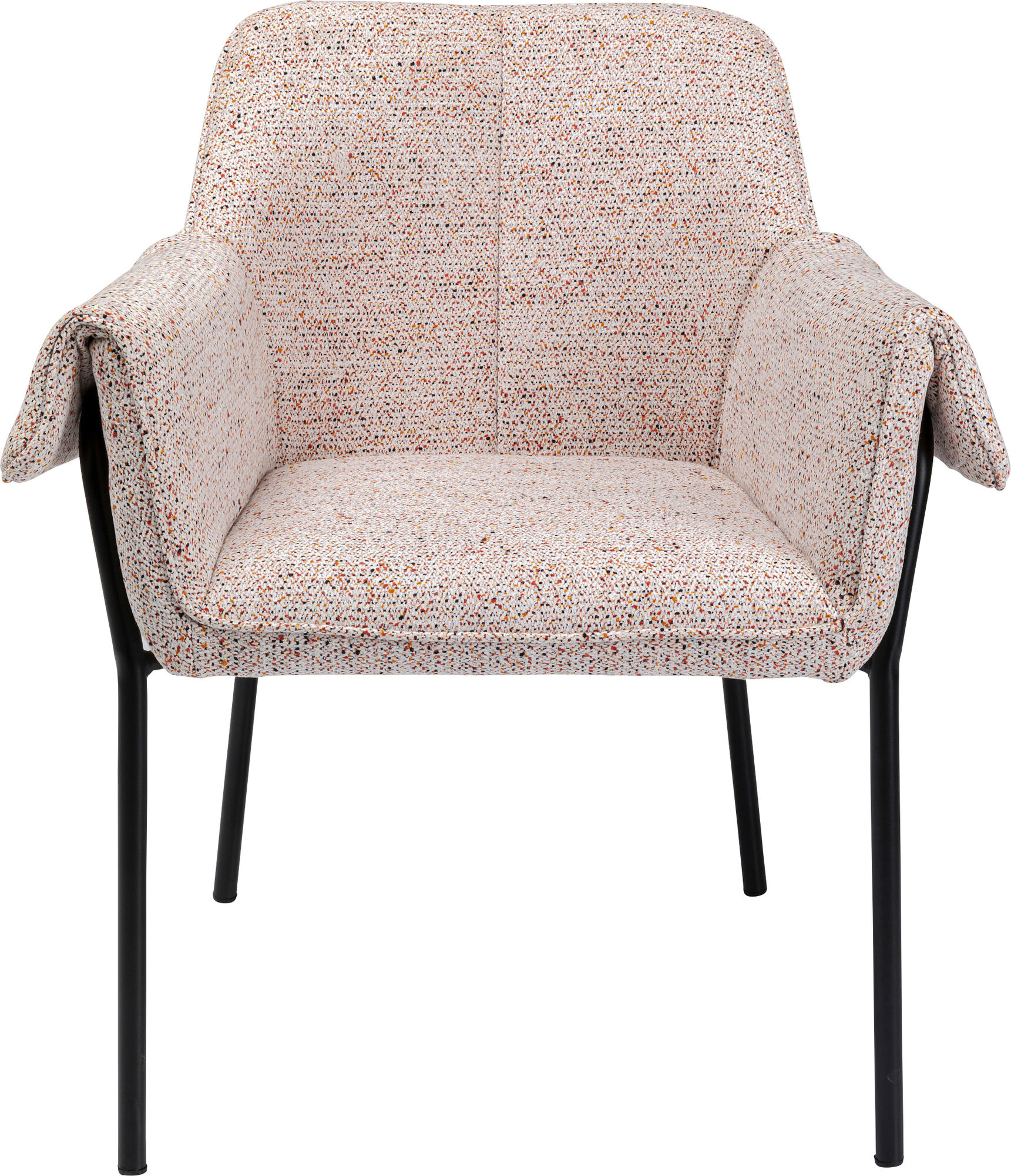Silla beige con reposabrazos y patas de acero negro 70x85 cm – Imagen-1.