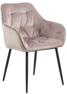 Welurowe krzesło z podłokietnikami różowe czarne nogi stylowe – grafika-1.