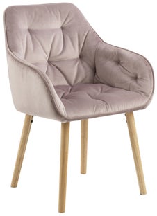 Krzesło z podłokietnikami Jarvis 58x83 cm brudny róż nogi drewniane – obraz-1