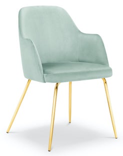 Krzesło z podłokietnikami welurowe zielone nogi złote – obraz-1