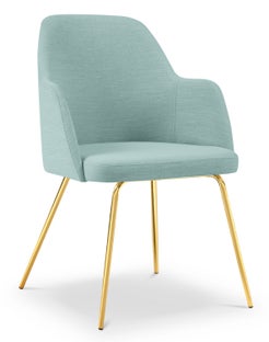 Krzesło z podłokietnikami tapicerowane miętowe nogi złote 59x85 cm – obraz-1