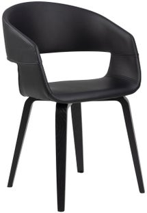 Krzesło z podłokietnikami do jadalni siedzisko ekoskóra czarne - nogi fornir dąb czarny 50x77 cm – obraz-1