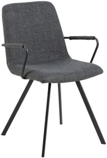 Krzesło z podłokietnikami do jadalni ciemnoszare - nogi metalowe czarne 56x85 cm – obraz-1