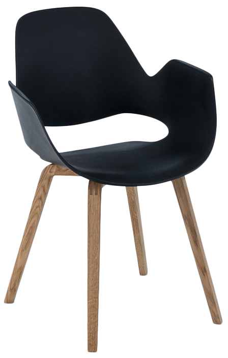 Krzesło z podłokietnikami czarne siedzisko czarne nogi drewniane – obraz-1