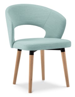 Krzesło z podłokietnikami miętowe nogi naturalne 55x80 cm – obraz-1