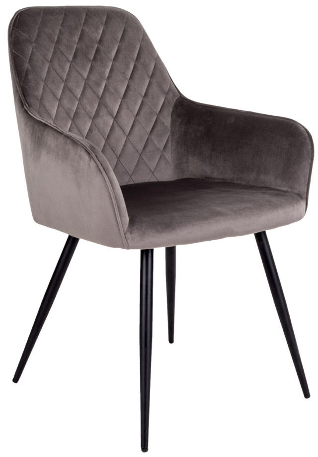 Krzesło z podłokietnikami pikowane brązowe nogi czarne – grafika-1.