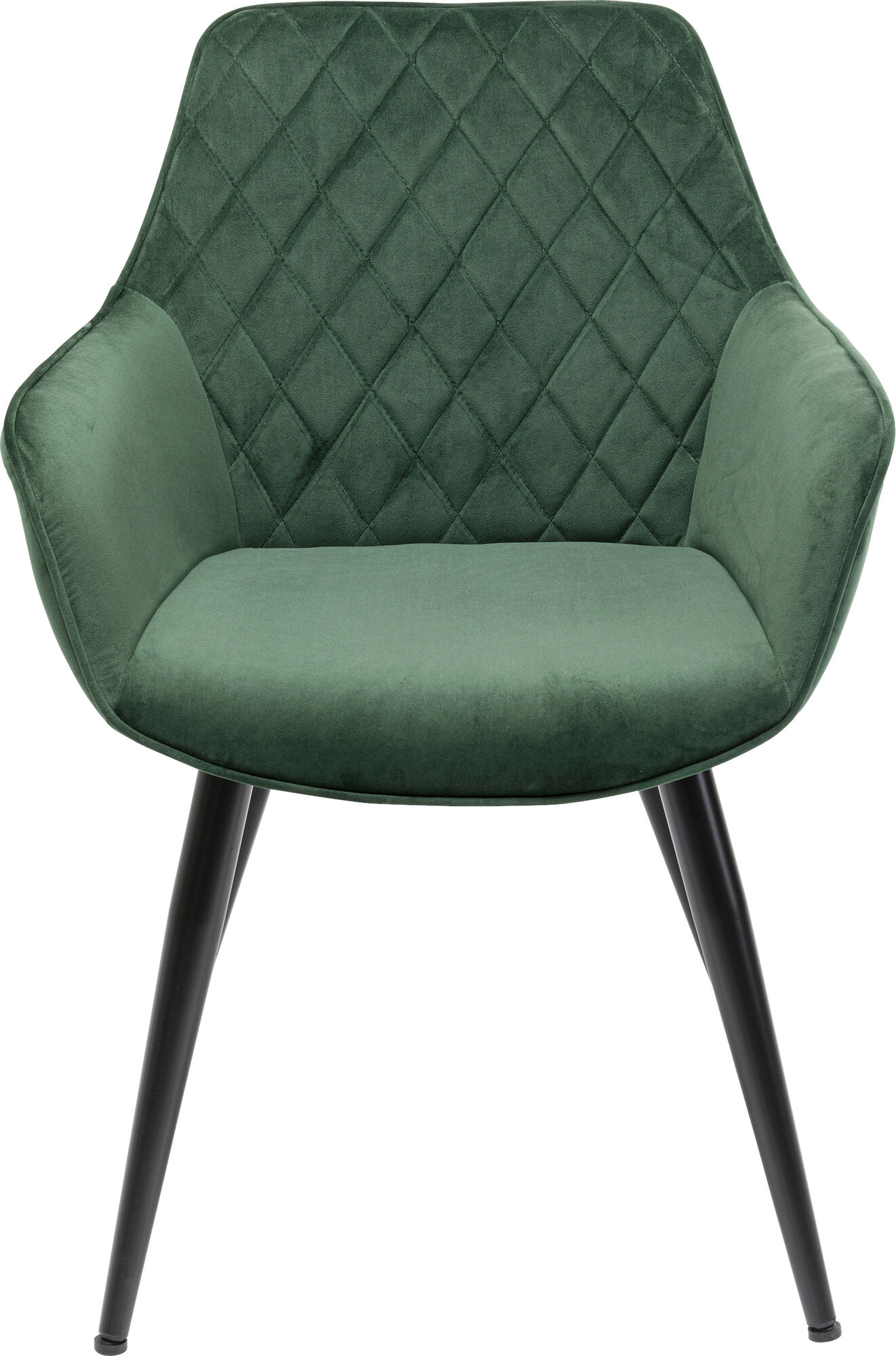 Krzesło z podłokietnikami welurowe pikowane zielone nogi czarne 60x84 cm – obraz-1