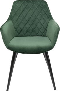 Krzesło z podłokietnikami welurowe pikowane zielone nogi czarne 60x84 cm – obraz-1