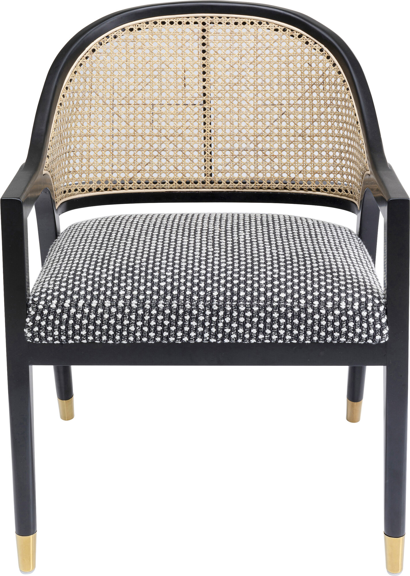 Krzesło z podłokietnikami i ażurowym oparciem czarne 58x82 cm  – obraz-1