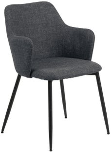 Krzesło z podłokietnikam 55x83 cm ciemnoszare - nogi czarne metalowe – obraz-1