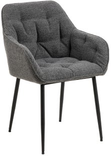 Krzesło z podłokietnikami 58x83 cm antracytowe - nogi czarne metalowe – obraz-1