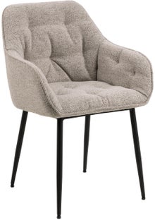 Krzesło z podłokietnikami 58x83 cm beżowe - nogi czarne metalowe – obraz-1