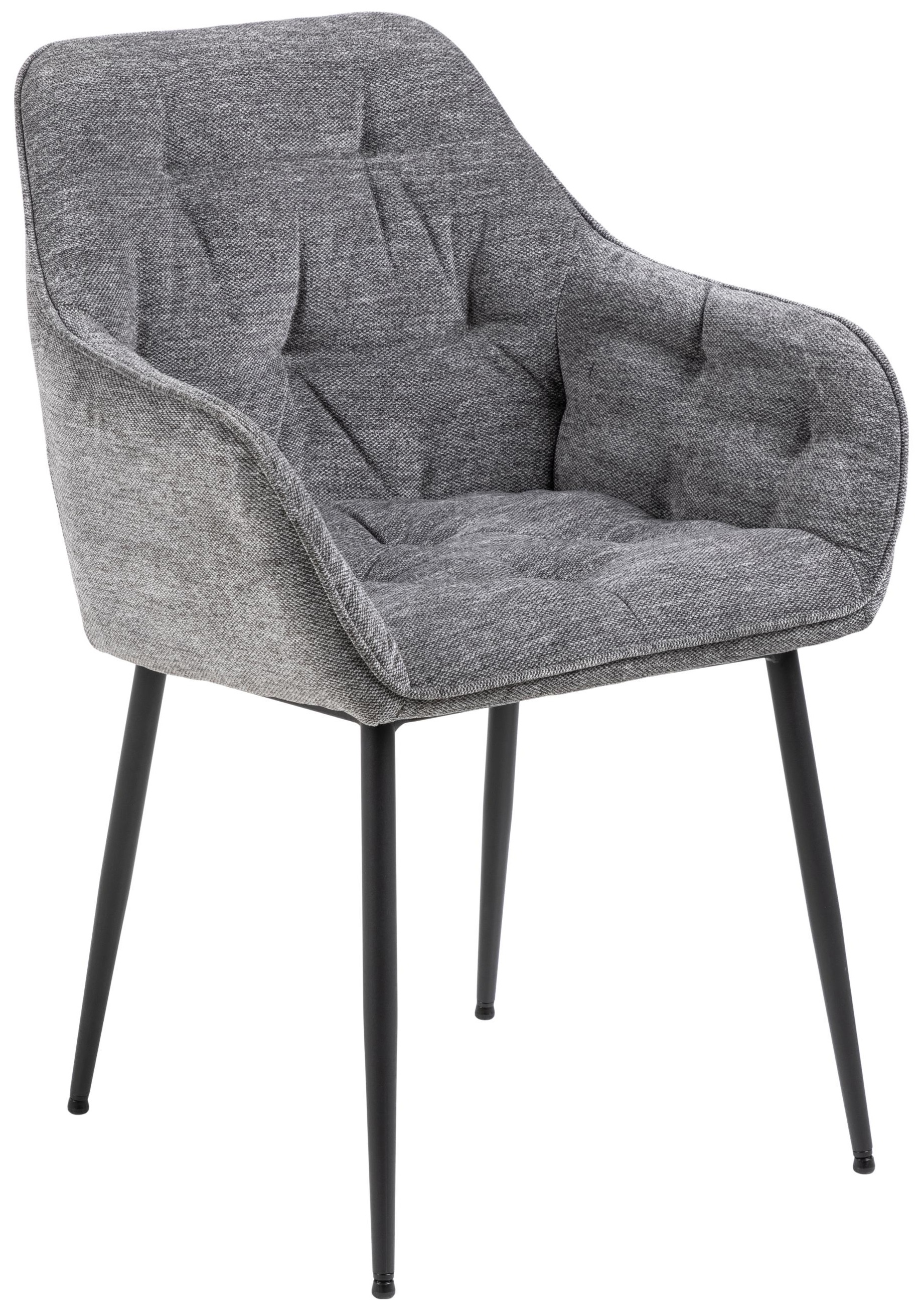 Krzesło z podłokietnikami do jadalni antracytowe - nogi metalowe czarne 58x83 cm – obraz-1