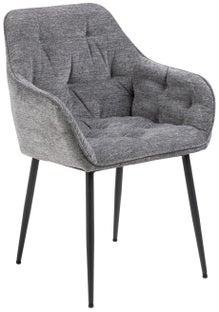 Krzesło z podłokietnikami do jadalni antracytowe - nogi metalowe czarne 58x83 cm – obraz-1