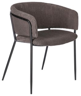 Krzesło tapicerowane sztruks szare nogi czarne metalowe 58x54 cm – obraz-1