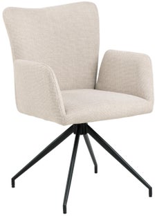 Krzesło z podłokietnikami beżowe - nogi czarne matowe 58x86 cm – obraz-1