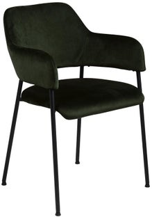 Krzesło z podłokietnikami welurowe zielone nogi czarne – obraz-1