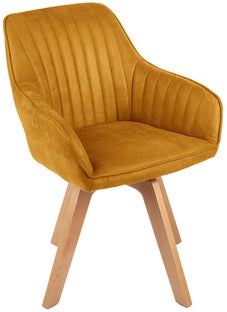 Krzesło z podłokietnikami Livorno tapicerowane poliester aksamit musztardowe styl nowoczesny – grafika-1.