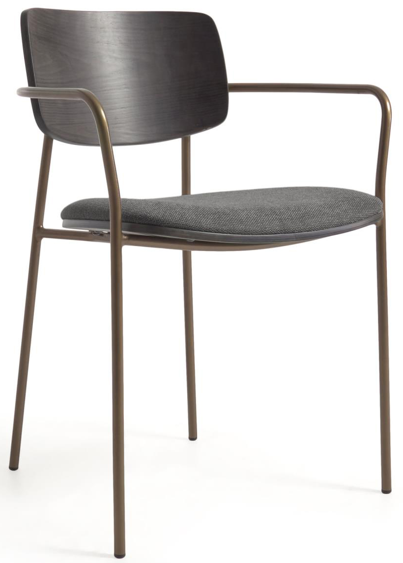 Krzesło z podłokietnikami brązowe  – obraz-1