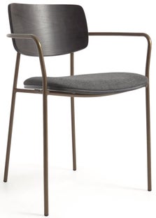 Krzesło z podłokietnikami brązowe – obraz-1