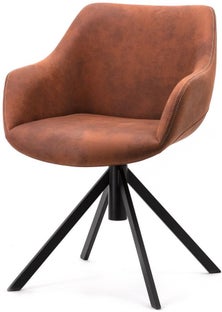 Krzesło do jadalni z podłokietnikami koniakowe nogi czarne – obraz-1